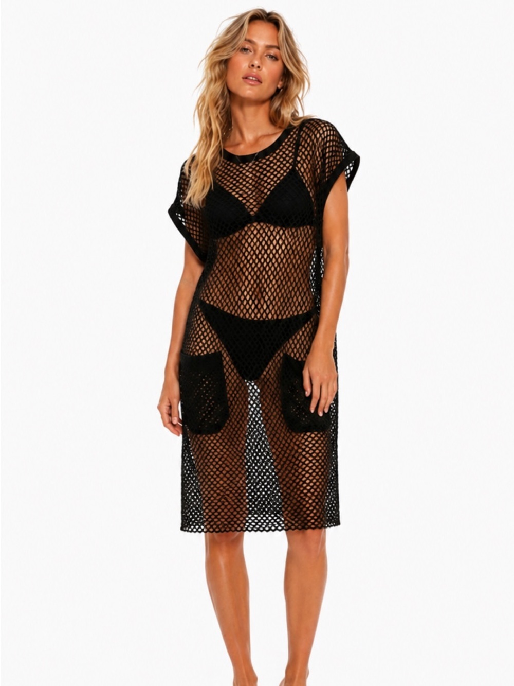 Joeffer Caoc Black Fishnet Coverup Dress
